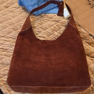 Margot Rich Brown Suede Hobo Bag